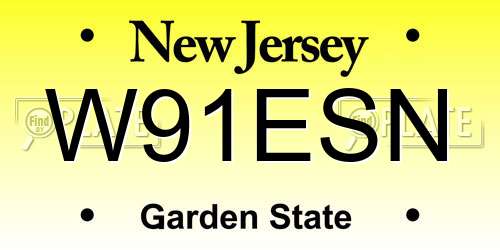 W91ESN New Jersey License Plate