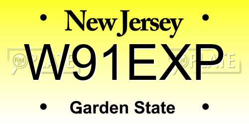 W91EXP New Jersey License Plate