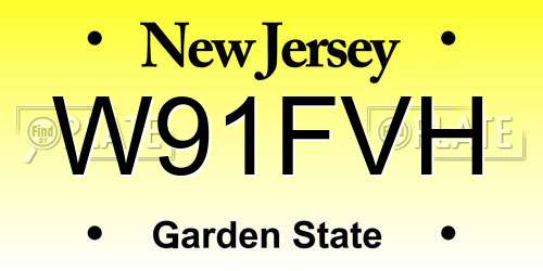 W91FVH New Jersey License Plate