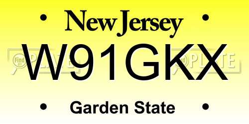 W91GKX New Jersey License Plate