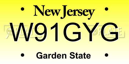 W91GYG New Jersey License Plate