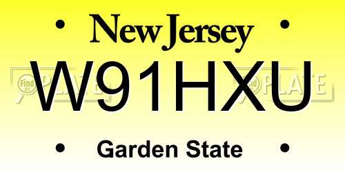 W91HXU New Jersey License Plate