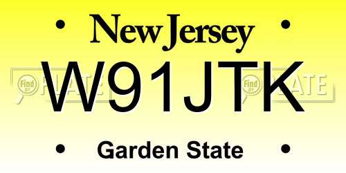 W91JTK New Jersey License Plate