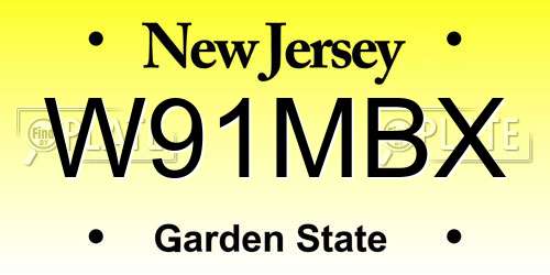 W91MBX New Jersey License Plate