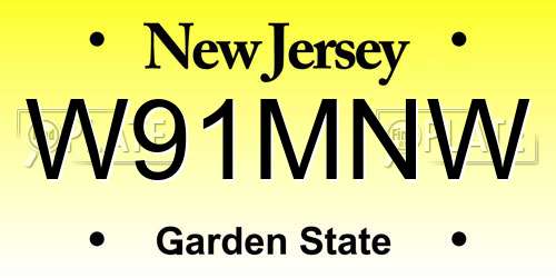 W91MNW New Jersey License Plate