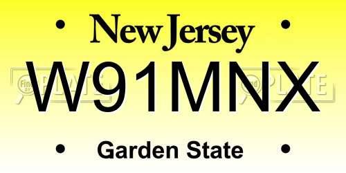 W91MNX New Jersey License Plate