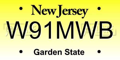 W91MWB New Jersey License Plate