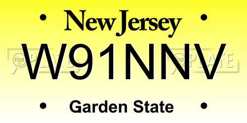 W91NNV New Jersey License Plate