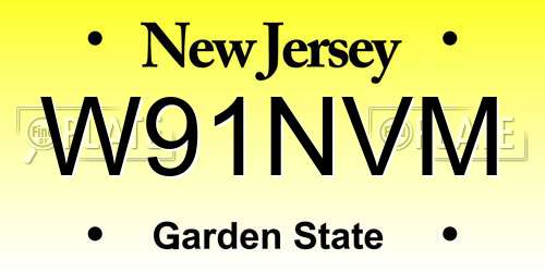 W91NVM New Jersey License Plate