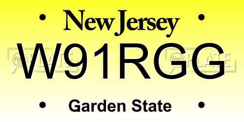 W91RGG New Jersey License Plate