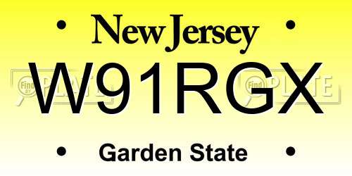 W91RGX New Jersey License Plate