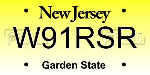 W91RSR New Jersey License Plate