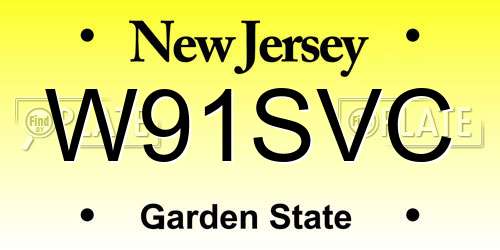 W91SVC New Jersey License Plate
