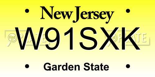 W91SXK New Jersey License Plate