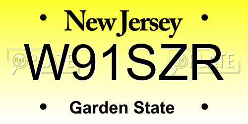 W91SZR New Jersey License Plate