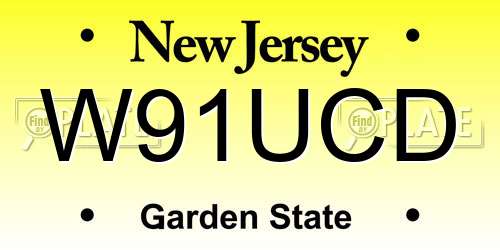 W91UCD New Jersey License Plate