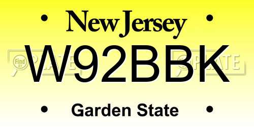 W92BBK New Jersey License Plate