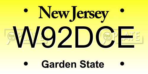 W92DCE New Jersey License Plate