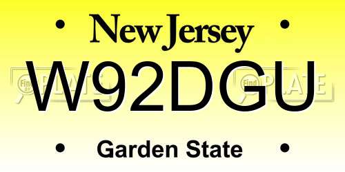 W92DGU New Jersey License Plate