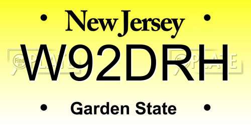 W92DRH New Jersey License Plate