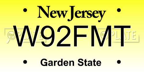 W92FMT New Jersey License Plate