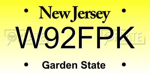 W92FPK New Jersey License Plate