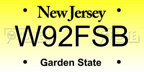 W92FSB New Jersey License Plate