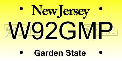 W92GMP New Jersey License Plate