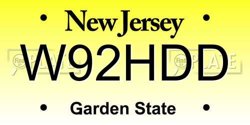 W92HDD New Jersey License Plate