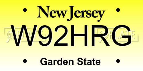 W92HRG New Jersey License Plate