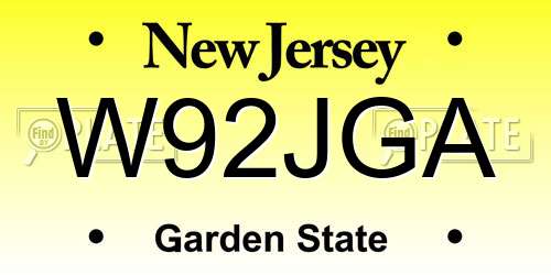 W92JGA New Jersey License Plate