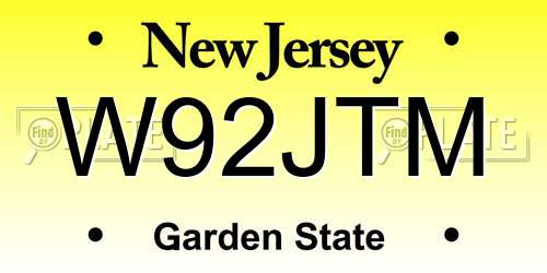W92JTM New Jersey License Plate