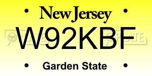 W92KBF New Jersey License Plate