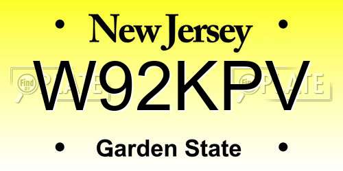 W92KPV New Jersey License Plate
