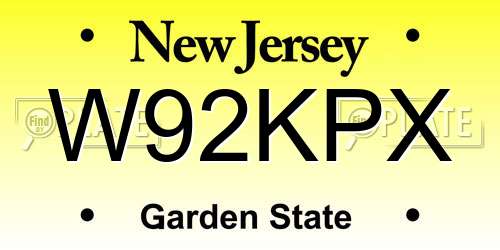 W92KPX New Jersey License Plate
