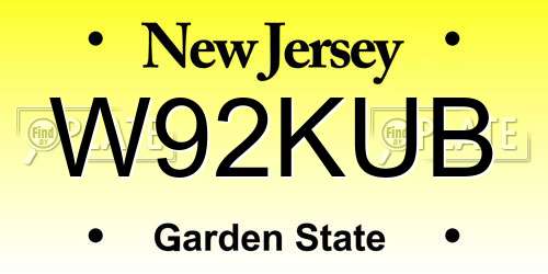 W92KUB New Jersey License Plate