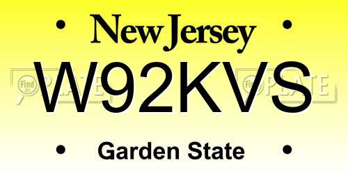 W92KVS New Jersey License Plate