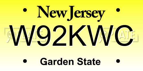 W92KWC New Jersey License Plate