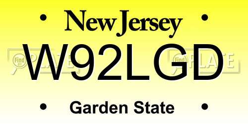 W92LGD New Jersey License Plate
