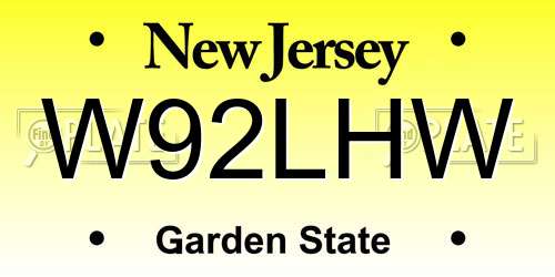 W92LHW New Jersey License Plate