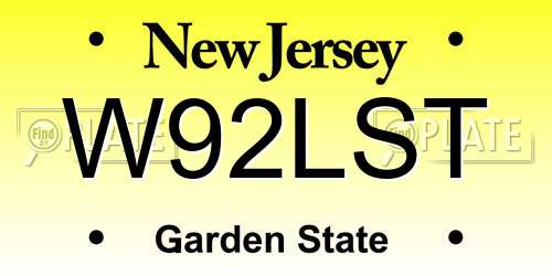 W92LST New Jersey License Plate