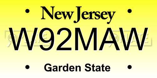 W92MAW New Jersey License Plate