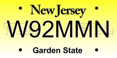 W92MMN New Jersey License Plate