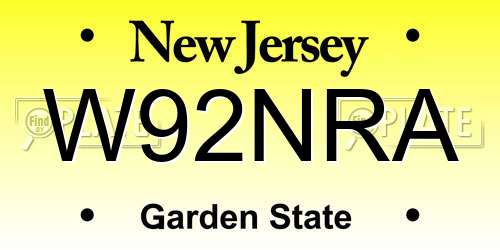 W92NRA New Jersey License Plate