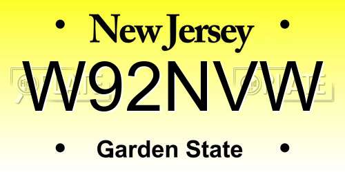 W92NVW New Jersey License Plate