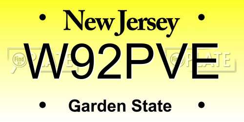 W92PVE New Jersey License Plate