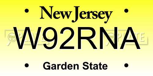 W92RNA New Jersey License Plate
