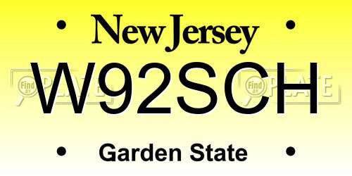W92SCH New Jersey License Plate