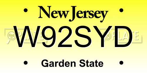 W92SYD New Jersey License Plate