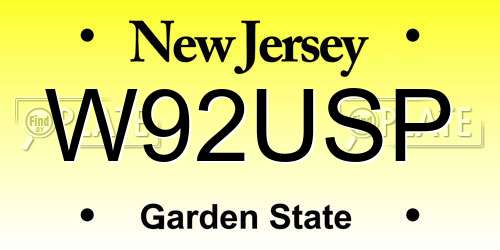 W92USP New Jersey License Plate